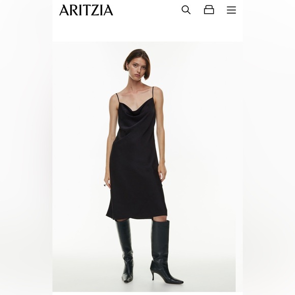 Wilfred Cream Satin Cowlneck Slip Dress - Picture 3 of 5